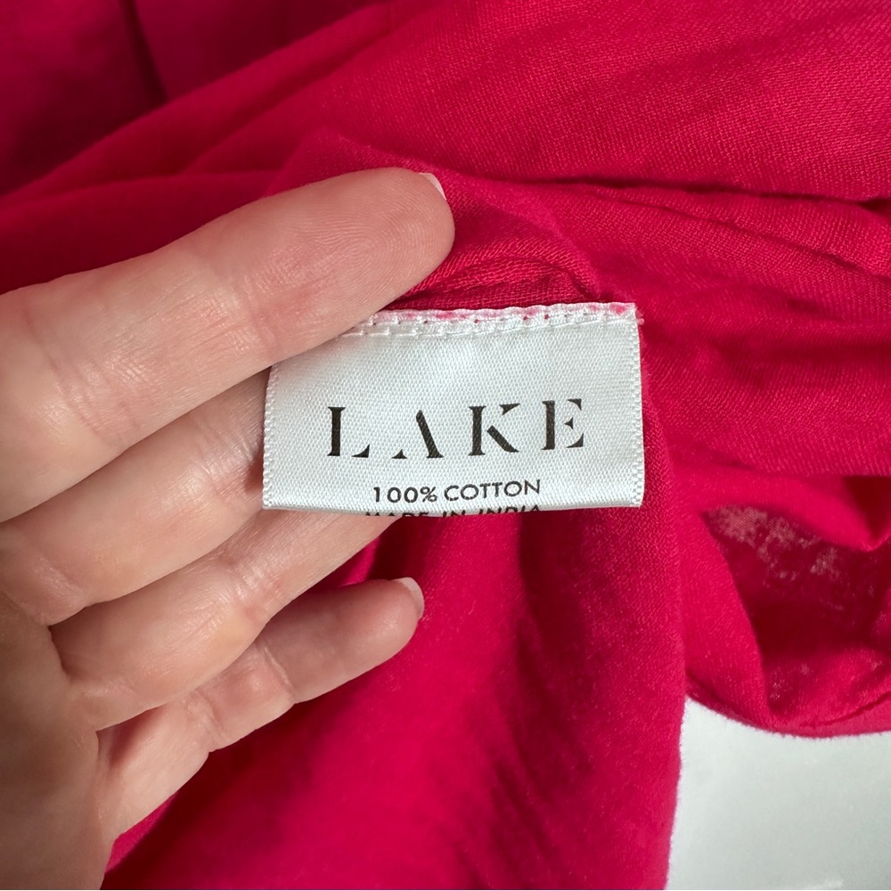 LAKE Gauze Caftan Maxi Dress In Heatwave Pink Size Small Loose Lightweight - Picture 8 of 9